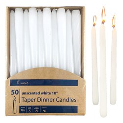 Taper Dinner Candles White 254mm