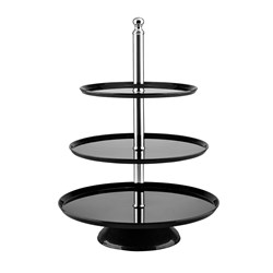 Display Round Stand with 3 Tier Black 370mm