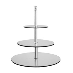 Display Round Stand with 3 Tier Mirror 450mm