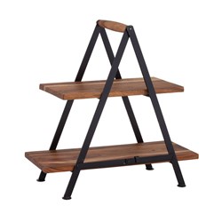 David & Waddell Small 2 Tier Stand Acacia / Iron