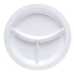 DESIGNER PLATE 230MM 3 COMP WHT (12)