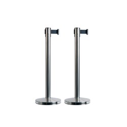 Retractable Barrier Stanchion Stand Set Chrome/ Black Tape 1900mm