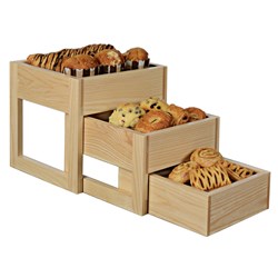 DISPLAY STAND 3 TIER SML 3/SET WOODEN