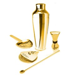 Proshaker Five Piece Cocktail Kit Gold Finish