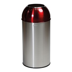 Probbax Open Dome Bin Stainless Steel With Red Lid 40L