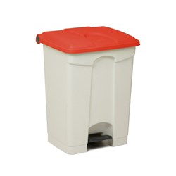 Probbax Pedal Bin Plastic White Base Red Lid 70L