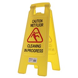 Wet Floor & Cleaning In Progress A Frame Sign Yellow 620mm