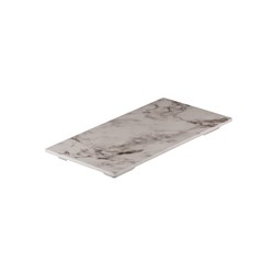 WHT MARBLE 1/3 PLATTER 325X175MM MELAMINE (3/24)