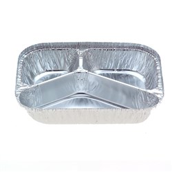 Rectangle Foil Three Compartment Takeaway Tray 204x154x35mm