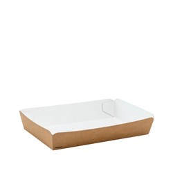 Market Tray Wht/Kraft 200X130x40mm 100/Pkt (4)