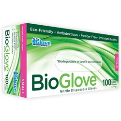 BIOGLOVE NITRILE GREEN SML POWDER FREE 100/PKT (10)