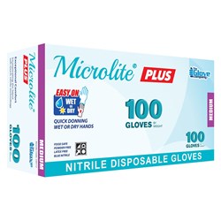 GLOVE NITRILE MICROLITE PLUS MED 100/PKT (10)