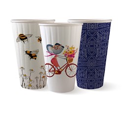 BioCup Art Series Double Wall Cups 460ml 16oz 90mm BioPak