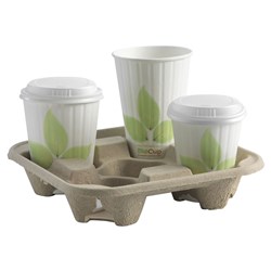 BioCup 4 Drink Tray Carrier Natural 221mm BioPak