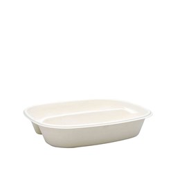 Sugarcane Takeaway Container 2 Compartments White 910ml 222x192x41mm Earth Essentials