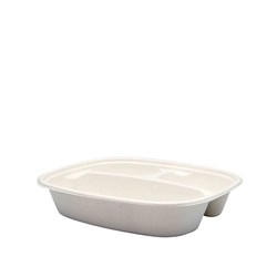 Sugarcane Takeaway Container 3 Compartments White 770ml 222x192x41mm Earth Essentials