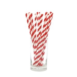 Paper Straw Red & White Stripes Regular