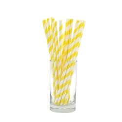 Paper Straw Yellow & White Stripes Regular