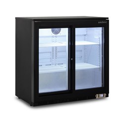 FRIDGE U/C 2DR GLASS 190LT BB0200GDS-NR BLK 865X520X870MM