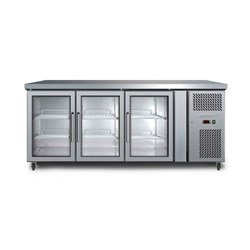 FRIDGE U/C 3DR GLASS 417LT UBC1795GD S/S 1795X700X850MM