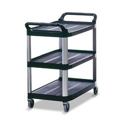 Rubbermaid Plastic Open Sided 3 Tier Trolley Black Small