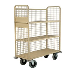 Mesh Trolley with Shelf Linen Powdercoated Beige 1200mm