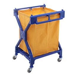 Kleaning Essentials Plastic Scissor Linen Trolley Blue With Yellow Bag