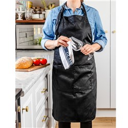 BIB APRON BLK WITH POCKET 860X700MM