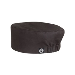 CHEF BEANIE BLK ELASTIC BACK ONE SIZE