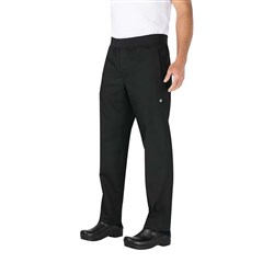 Lightweight Slim Fit Men Chef Pants with Drawstring Black Large Chef Works