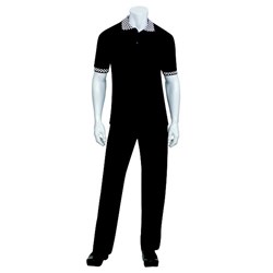 POLO SHIRT TRAD BLK W/ CHECK TRIM SML