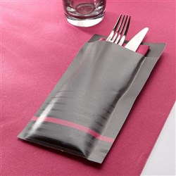 Isi Paper Cutlery Pouch Grey/ Raspberry 200x100mm