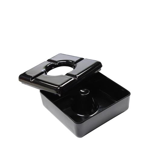 Melamine Windproof Ashtray & Lid Square Black 115mm Compass