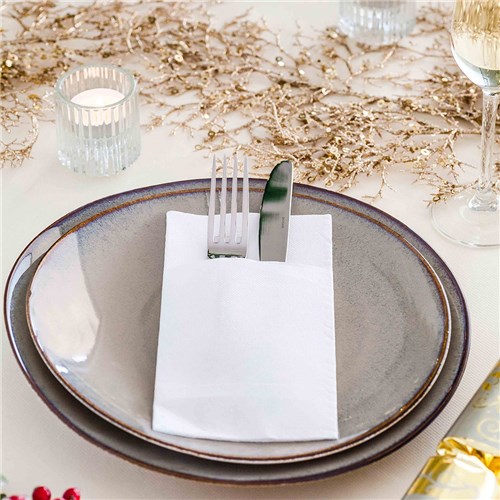 Dinner Napkin Pocket Fold White 400mm