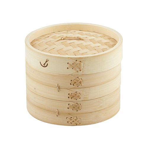 BAMBOO STEAMER 2 TIER W/LID 175MM NATURAL (4)