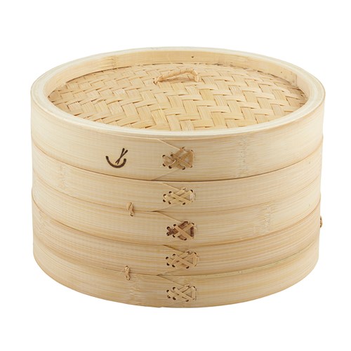 Bamboo Steamer 2 Tier W/Lid 260Mm Natural (4)