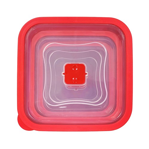 Plastic Microwave Containers Set Red 630ml/ 1.15l/ 1.89l