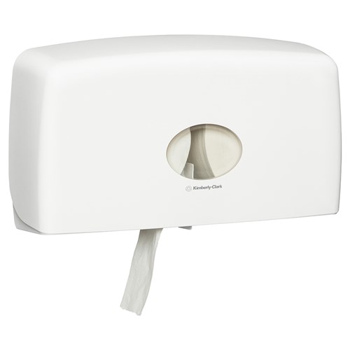 Aquarius Plastic Jumbo Twin Toilet Roll Dispenser White 278x144x285mm