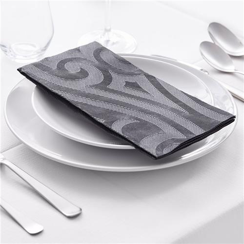 Superior Embossed Paper Napkin Black 1/8 Fold 480x480mm