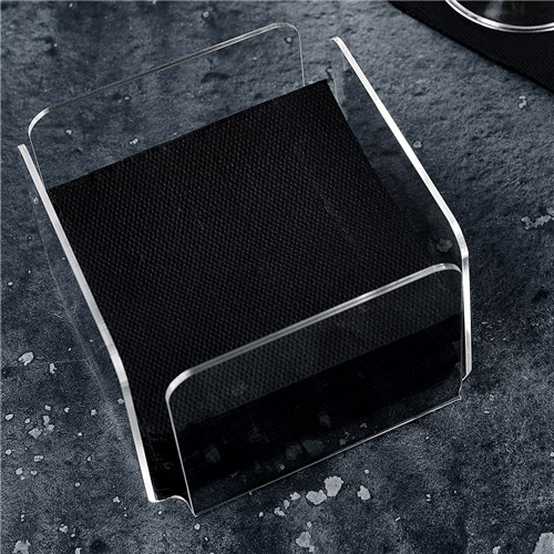 Quilted Paper Cocktail Napkin Black 1/4 Fold 200x200mm