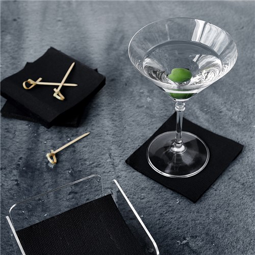 Quilted Paper Cocktail Napkin Black 1/4 Fold 200x200mm