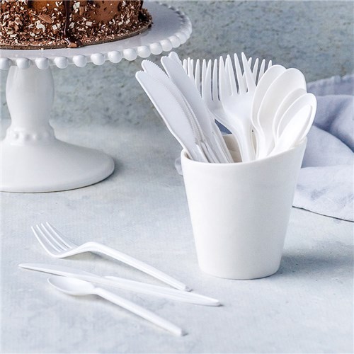 Plastic Dessert Spoon White