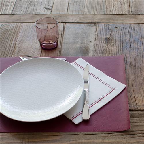 Lisah Quilted Paper Dinner Napkin White/ Burgundy 1/4 Fold 380x380mm