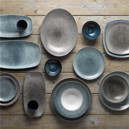 RAKU OBLONG CHEFS PLATE 355X189MM AGATE GREY (6)