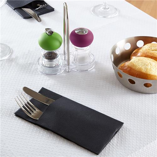 Switty Pocket Fold Quilted Paper Dinner Napkin Black 400x400mm