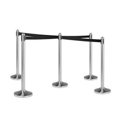 Stainless Steel Retractable Barrier Stanchion Stand Set Black Tape 2100mm 