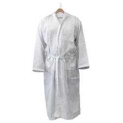 Cotton Waffle Bath Robe White 