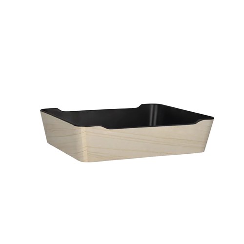 Melamine Bento Tray Box White Wash & Black 290mm