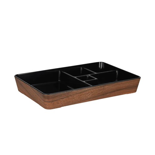 Inroom Bento with 5 Compartment Walnut & Black 283mm