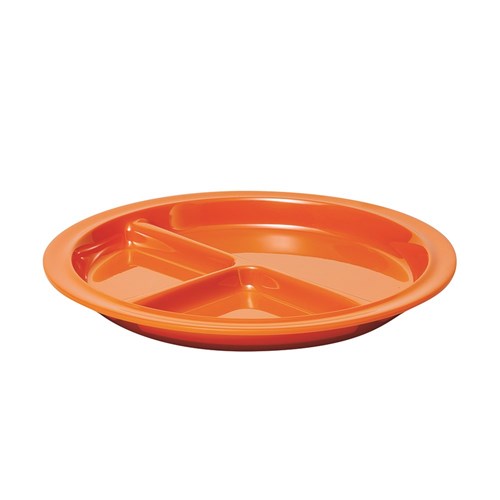 Melamine Triple Partition Plate Orange 220mm 